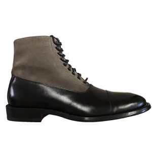 Stivaletti stringati in pelle e camoscio