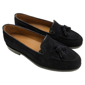 Mocassino in camoscio suola in cuoio