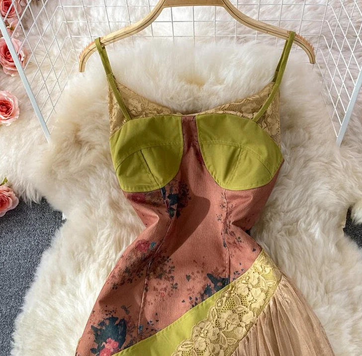 French Retro Mesh Patchwork Dress - immagine 4