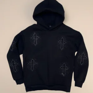 Felpa cross strass hoodie Nera
