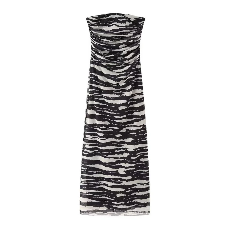 Abito lungo doppiato fantasia donna - immagine 8