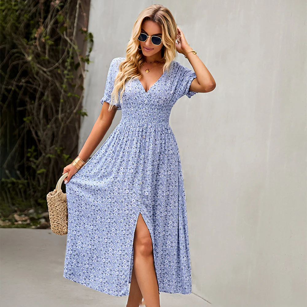 Women's Fashionable Bohemian Casual Swing Dress - immagine 8