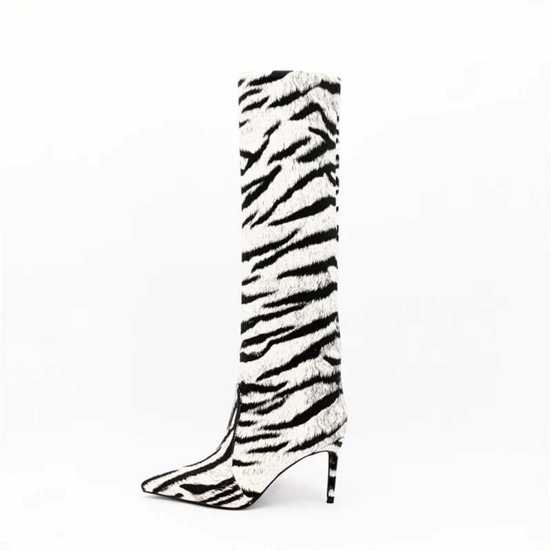 Tiger Print Boots 9cm High Heels - immagine 4