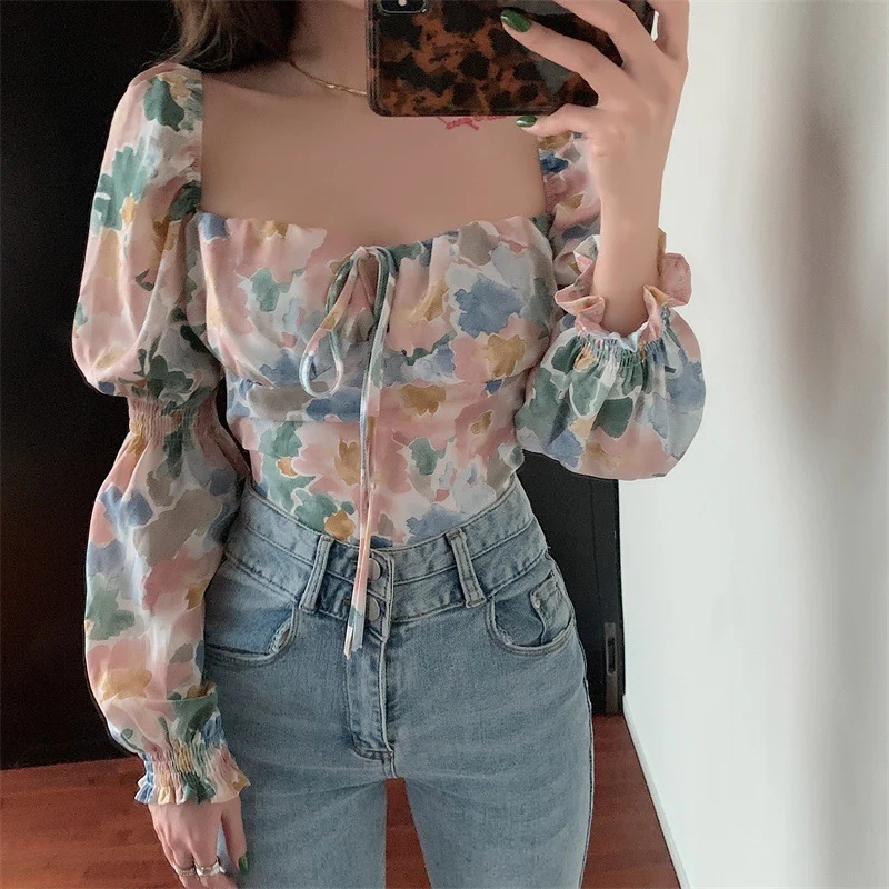 Top fiori scollato donna romantico boho - immagine 6