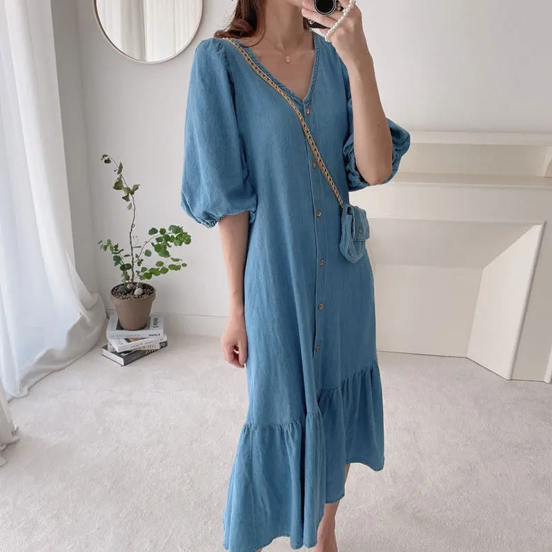 Abito lungo jeans leggero donna - immagine 5