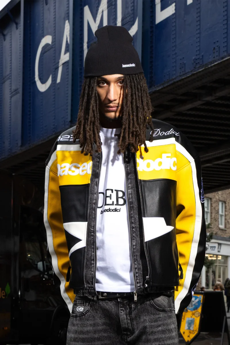 Biker Jacket "RUDEBOY LDN" Money Black/Yellow - immagine 3