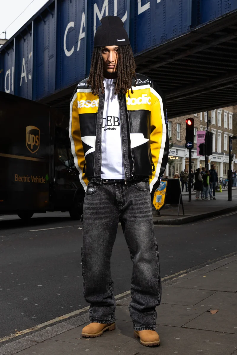 Biker Jacket "RUDEBOY LDN" Money Black/Yellow - immagine 8