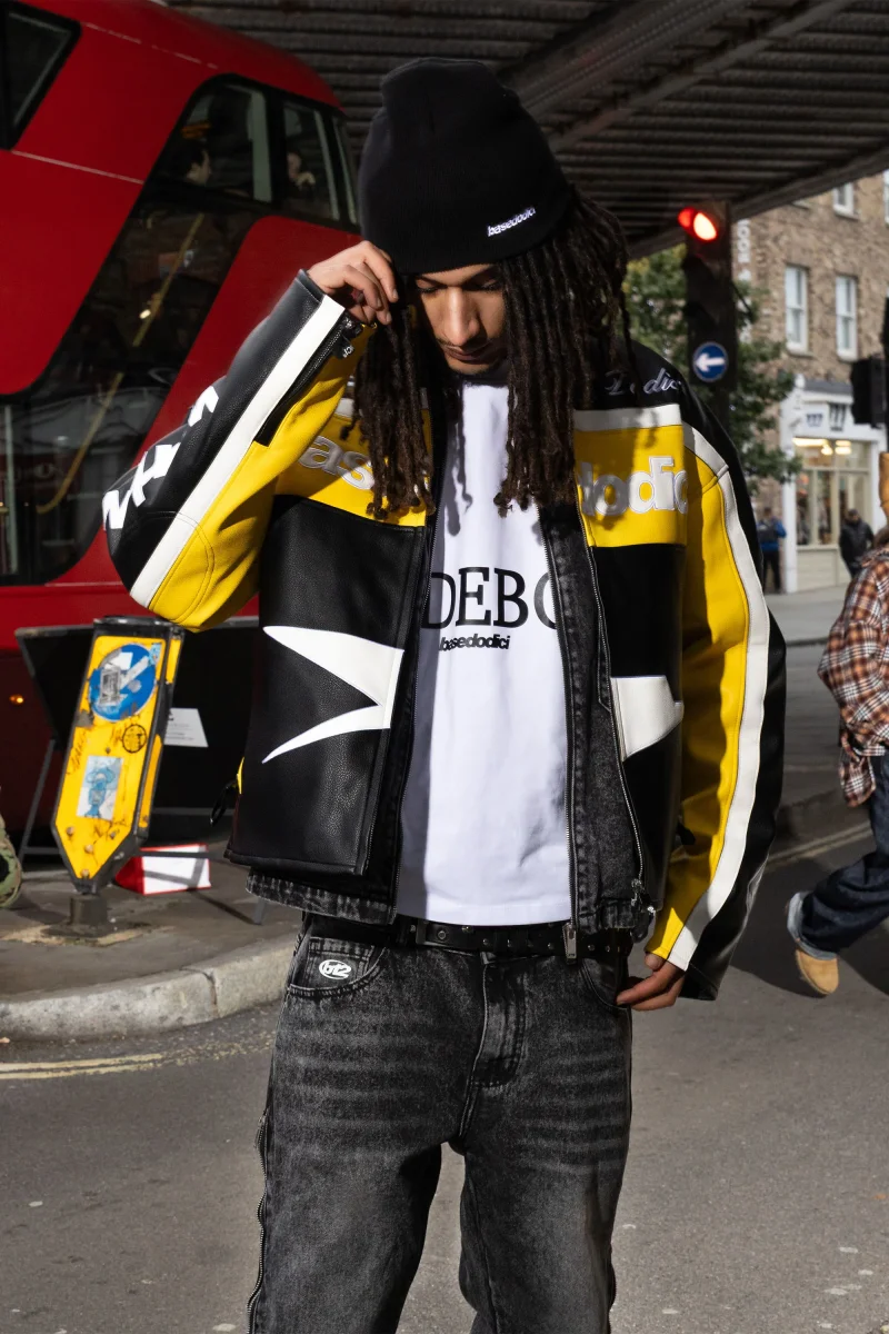Biker Jacket "RUDEBOY LDN" Money Black/Yellow - immagine 7