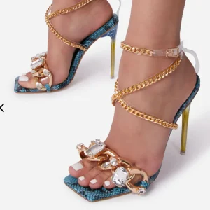 Tacco Snake Sandals High Heels Rhinestone