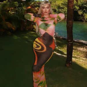 Abito lungo printed donna