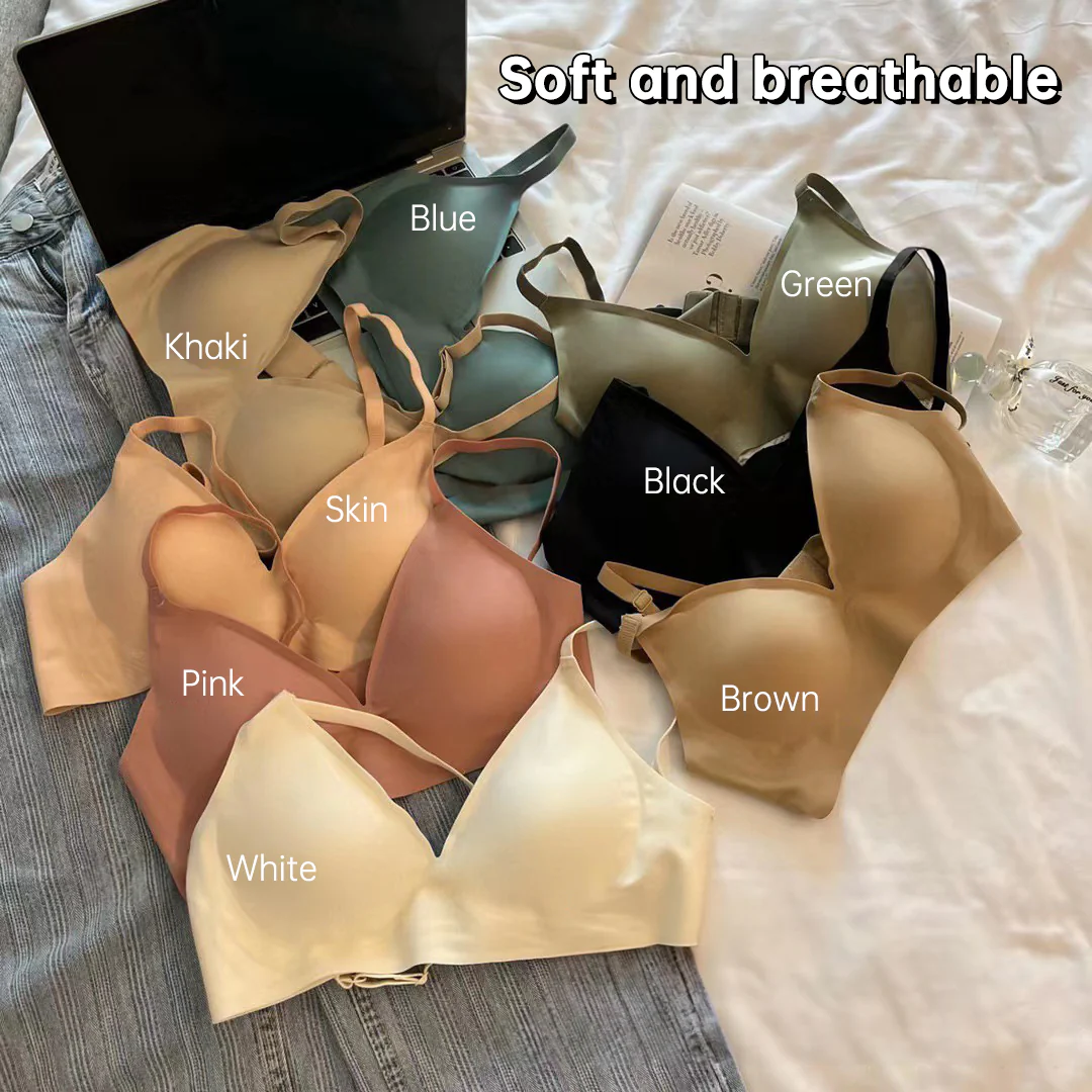 Summer Traceless Jelly Underwear Female Cubs Gather No Steel Ring Bra Anti Sagging Sports and Sleep Bra