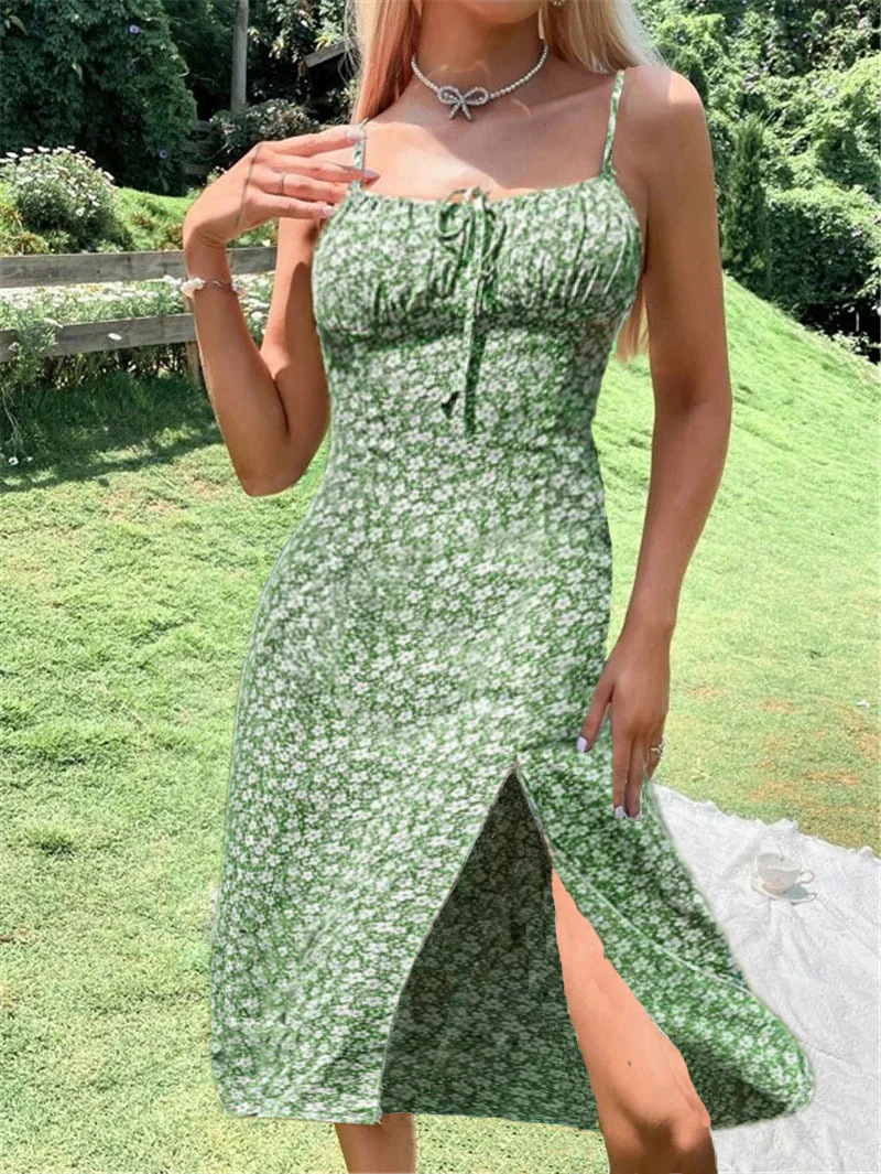 Abito lungo floreale scollato boho - immagine 5