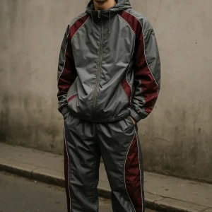 Completo tuta nylon 90s grigio