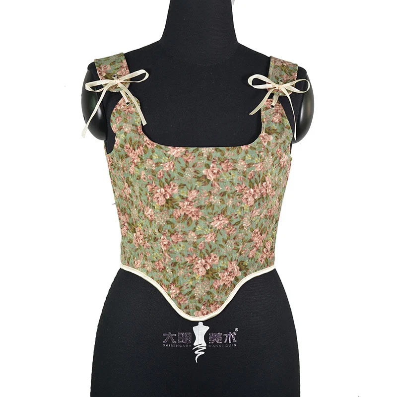 Corduroy European and American outerwear fishbone corset women corset court French style - immagine 3