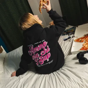 Hoodie "AMMO" CHI'T'SAP Black/GlitterPinkItalic