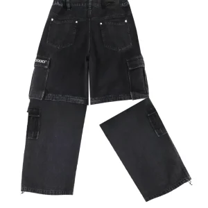 Double Denim Cargo Pants “DE LA RUE À LA RUE” Black