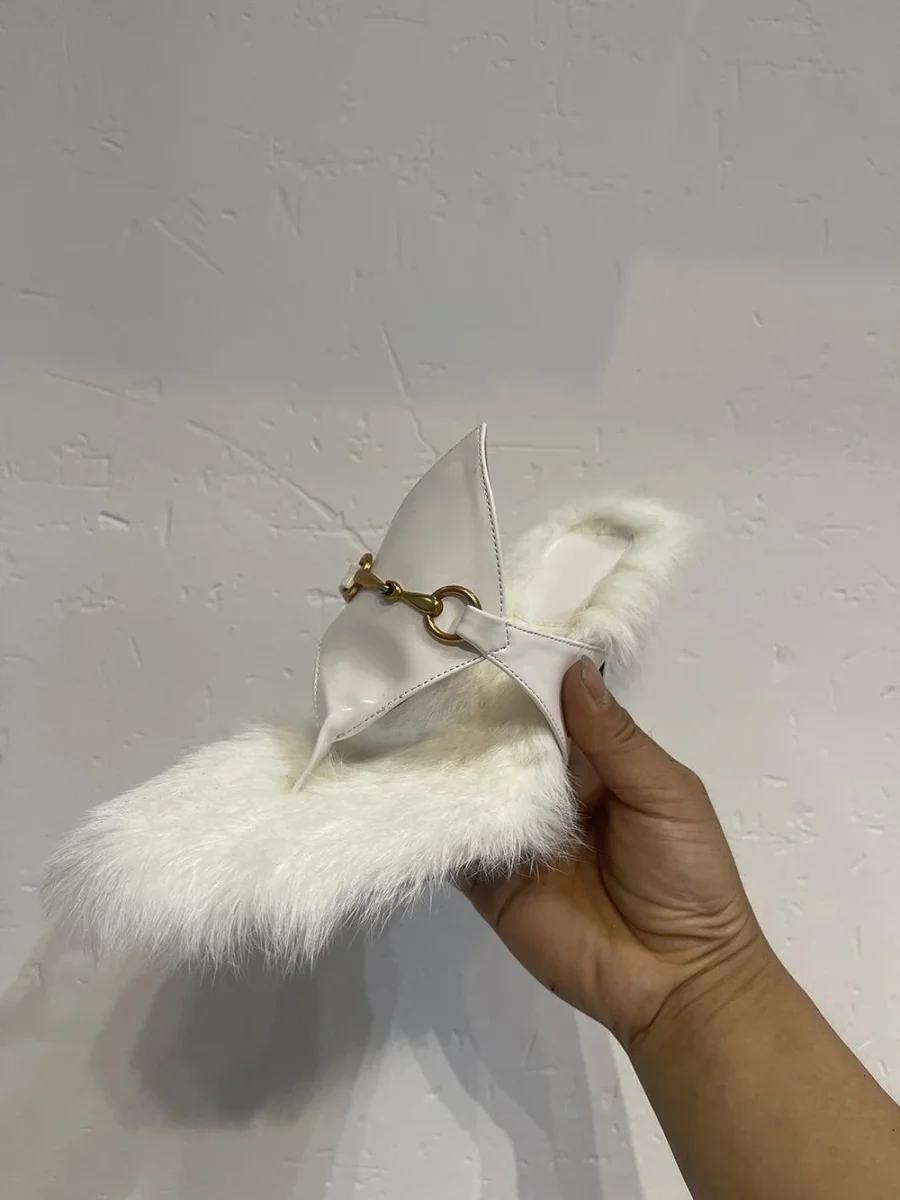 Women Golden Chain Decor Heeled Mules Open Toe Kitten Heel - immagine 5