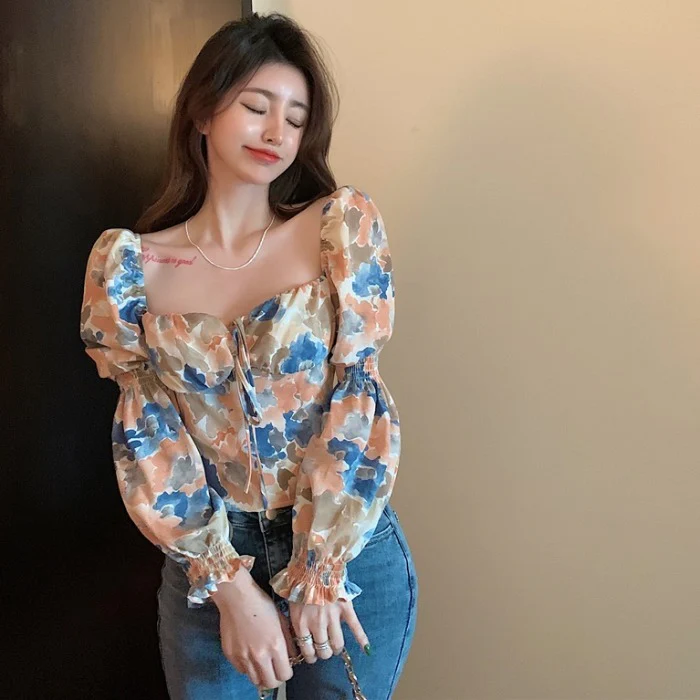 Top fiori scollato donna romantico boho - immagine 8