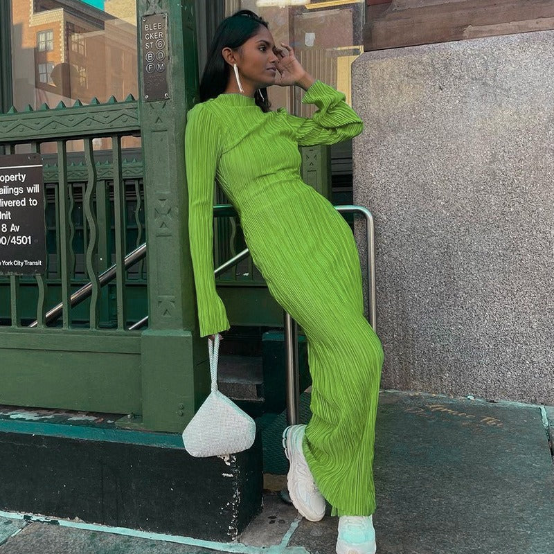 Elegant Bodycon Dress for Women O Neck Flare Sleeves Long Summer Dresses Holiday Vestidos - immagine 7