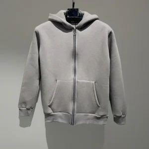 Felpa basic full zip hoodie grigio ferro