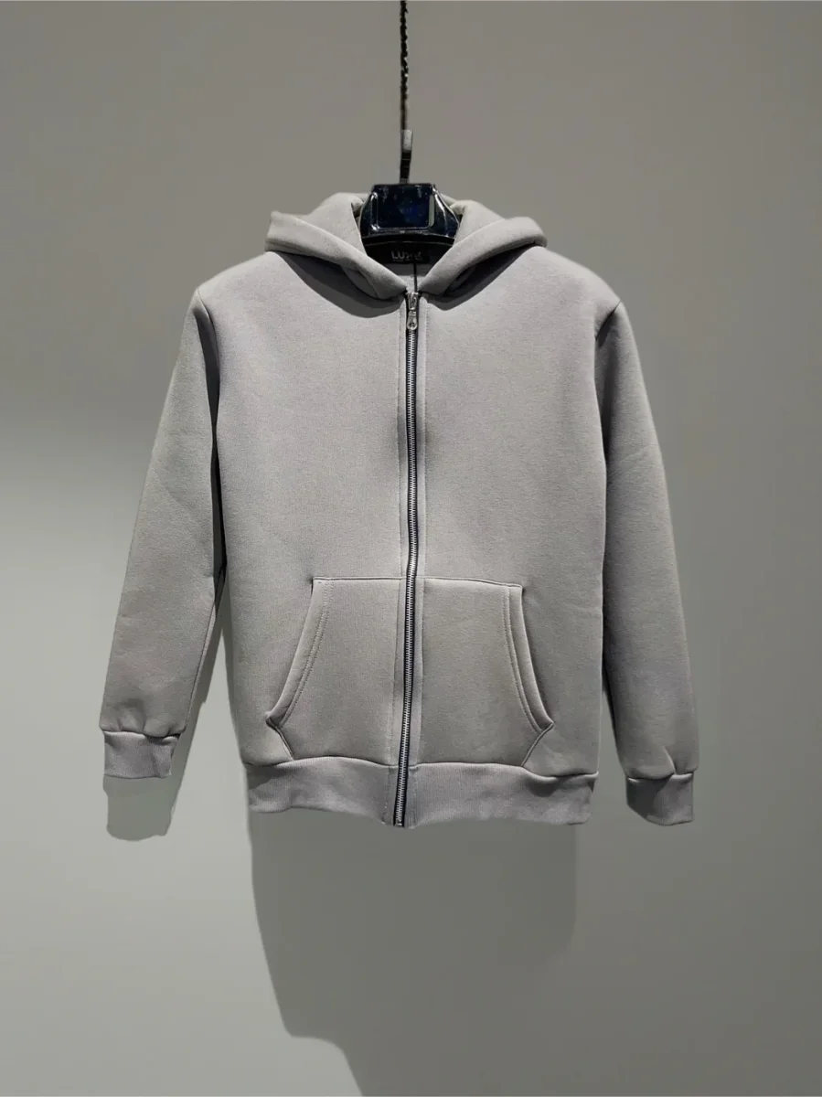 Felpa basic full zip hoodie grigio ferro - immagine 2