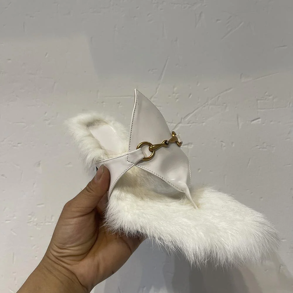 Women Golden Chain Decor Heeled Mules Open Toe Kitten Heel - immagine 8