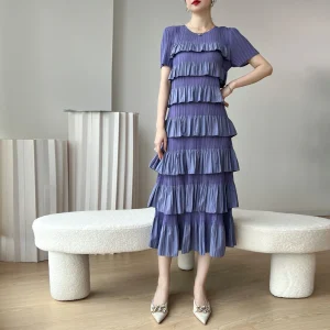 Spliced Pleated Dress For Women