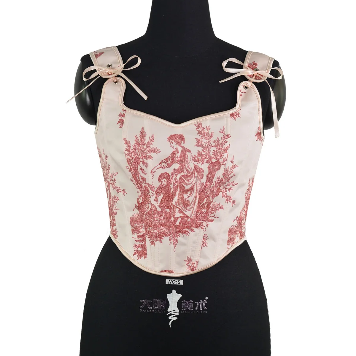 Ink printing fishbone front hook buckle tights corner jacket European and American outerwear French style rear straps - immagine 7