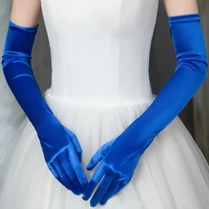 Long Satin Elastic Etiquette Gloves