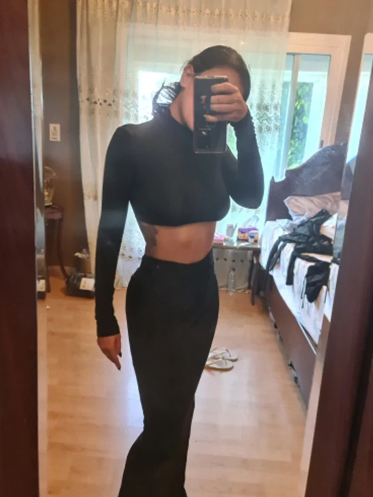 Elegant White Long Sleeve 2 Piece Set Outfits - immagine 4