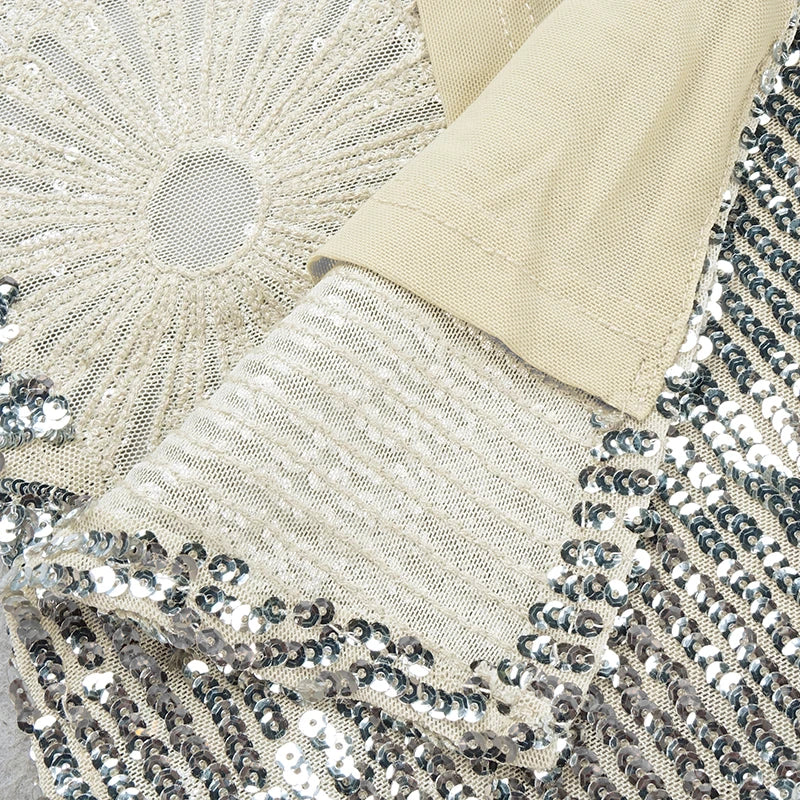 Slip Dress with Silver Sequins, Ruffles - immagine 6