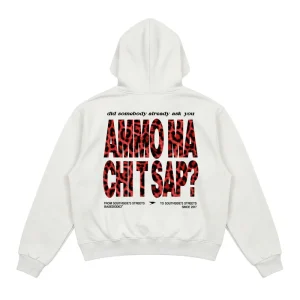 Hoodie "AMMO" CHI'T'SAP White/AnimalierRed
