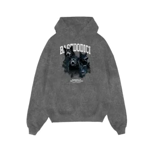 Hoodie “DYSTOPIA” Wolves Stone Washed