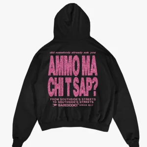 Hoodie "AMMO" CHI'T'SAP Black/Glitter Bubble Pink