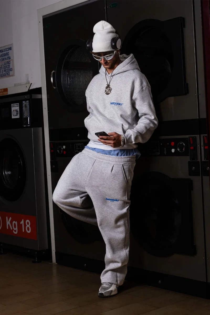 Hoodie "COMFY" Back Logo AshGrey/Blue - immagine 5