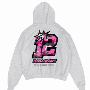 Hoodie "CAMO4PLAYER" Back 12 AshGrey/CamoPink