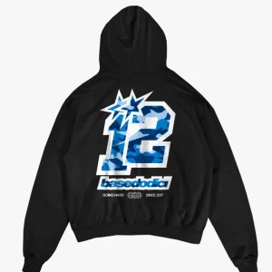 Hoodie "CAMO4PLAYER" Back 12 Black/CamoBlue