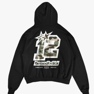 Hoodie "CAMO4PLAYER" Back 12 Black/CamoGreen