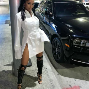 Abito con spacchi camicia donna