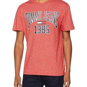 Hilfiger Denim Tjm Collegiate Tee, T-Shirt Uomo, Rosso (Samba 602), Large