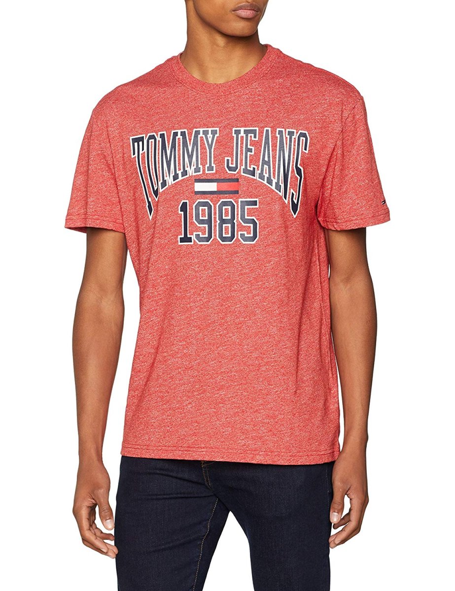 Hilfiger Denim Tjm Collegiate Tee, T-Shirt Uomo, Rosso (Samba 602), Large - immagine 2