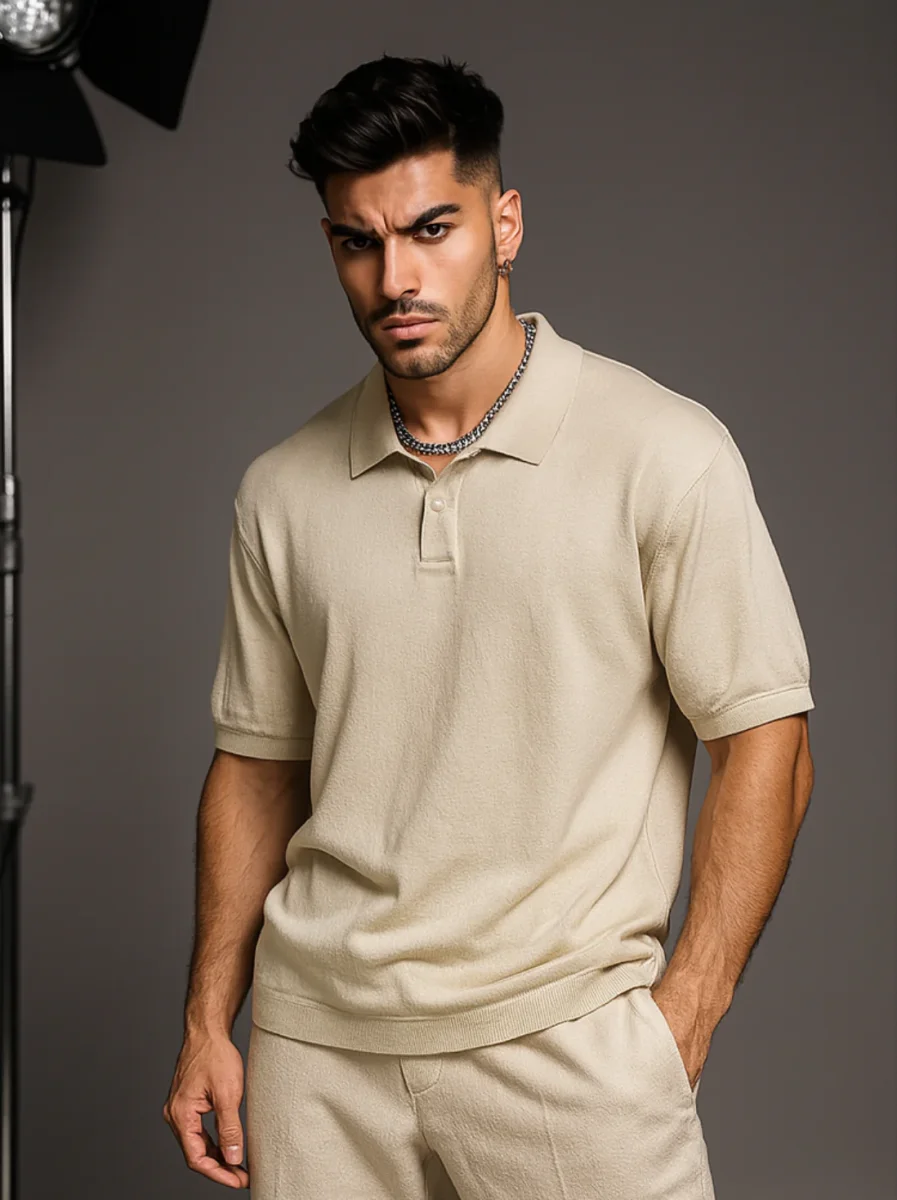 Polo in Filo Beige