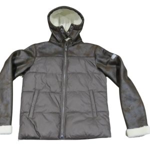 YES ZEE giubbotto uomo con cappuccio J804KA00 eco montone marrone