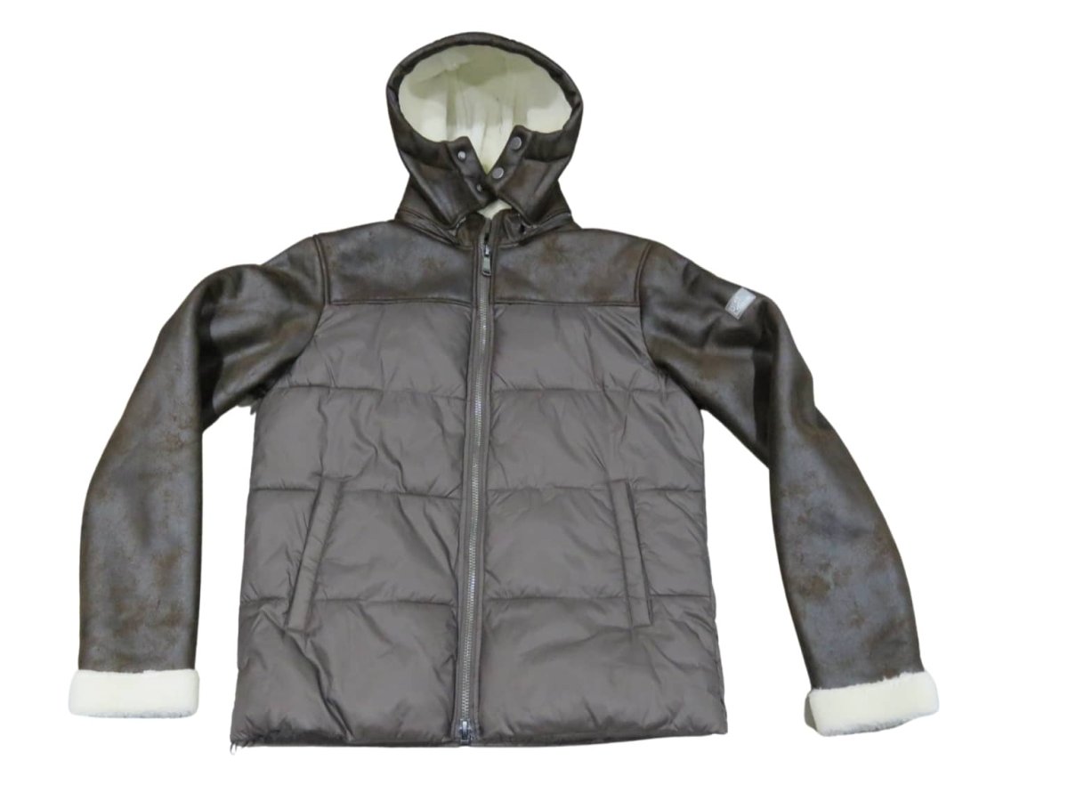 YES ZEE giubbotto uomo con cappuccio J804KA00 eco montone marrone