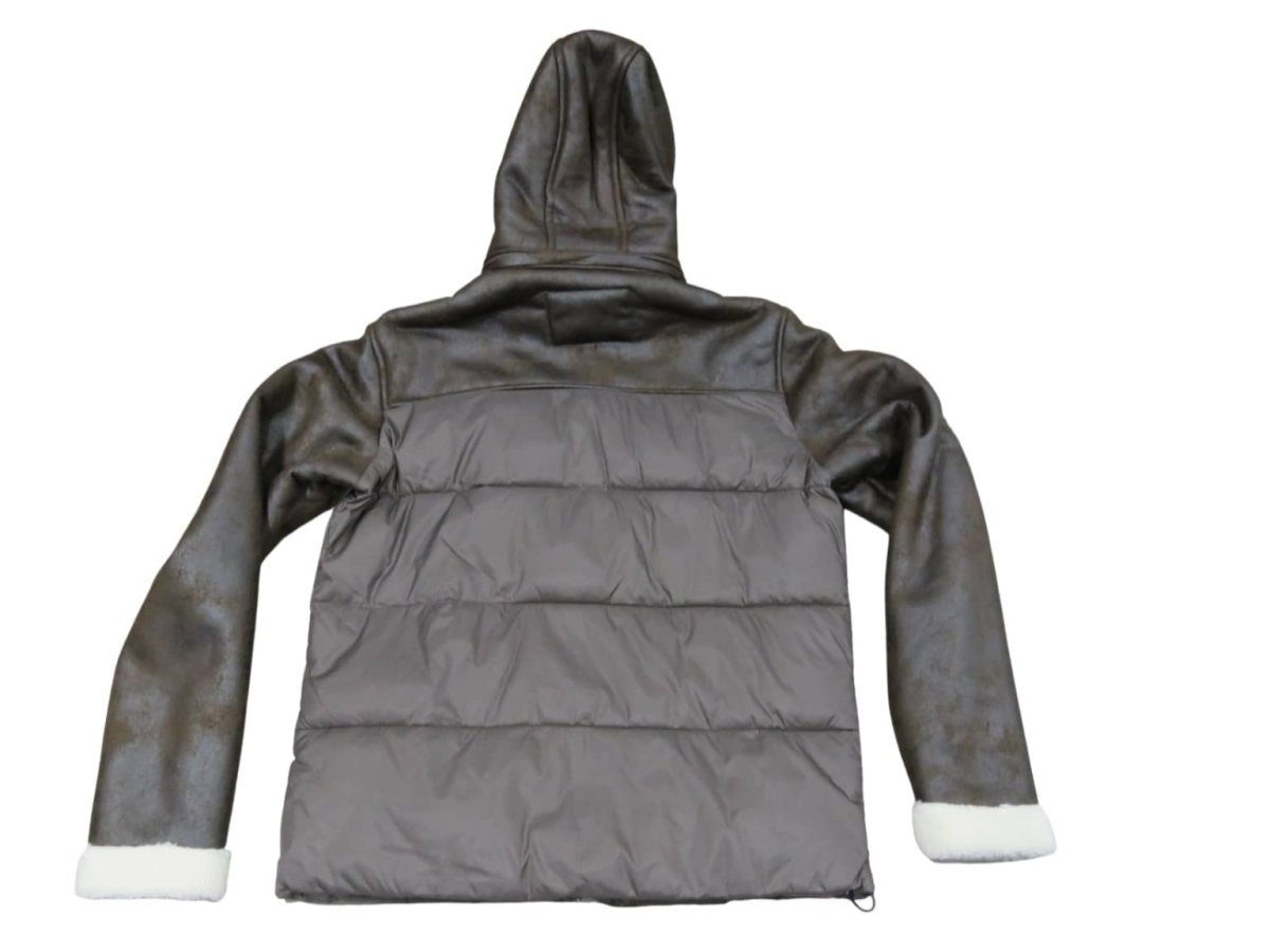 YES ZEE giubbotto uomo con cappuccio J804KA00 eco montone marrone - immagine 3