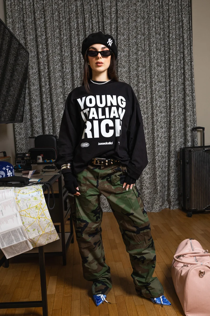 Longsleeve "WORLD TOUR" Italian Rich Black - immagine 4