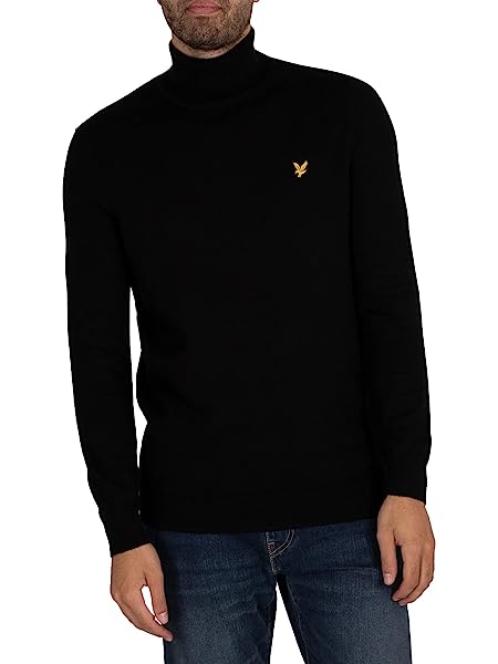 Lyle & Scott Uomo Maglia Collo Alto, Nero