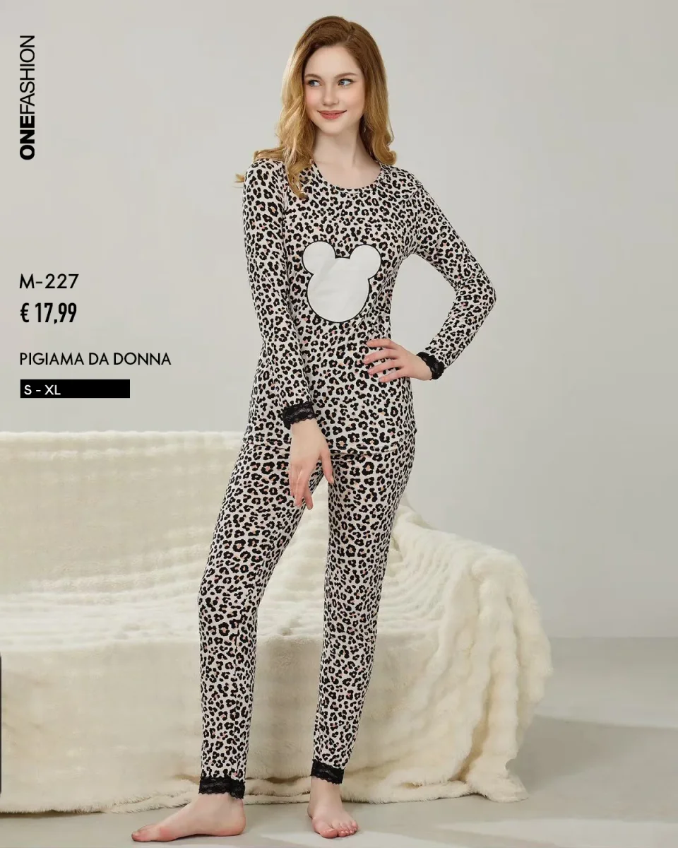 PIGIAMA DONNA 100% COTONE STAMPA ORSETTI - immagine 2