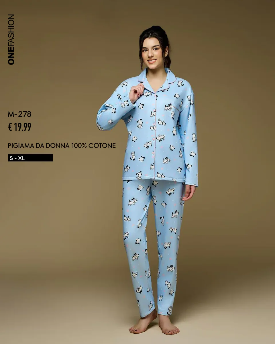 PIGIAMA DONNA 100% COTONE CANI E SCRITTE - immagine 2