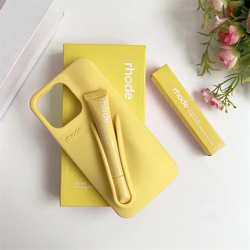 Brand RHODE Lip Gloss Case For iPhone 17 Air 16 15 14 13 12 11 Pro Max Gray Toast Espresso Ribbon Lipstick Holder Silicone Cover - immagine 6